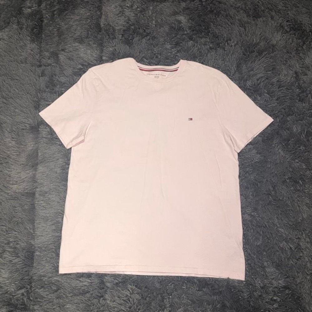 Tommy Hilfiger Womens Light Pink Short Sleeve Crew Neck Flag Logo T-Shirt L